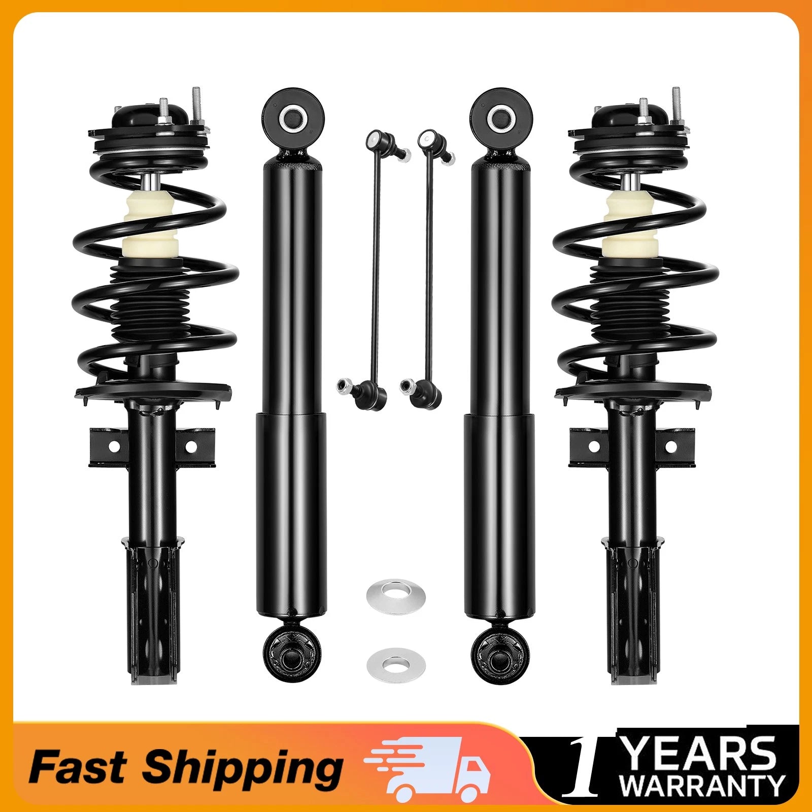 Set of 6 Front Struts, Rear Shocks, Sway Bars for Saturn Outlook (2007–2010)
