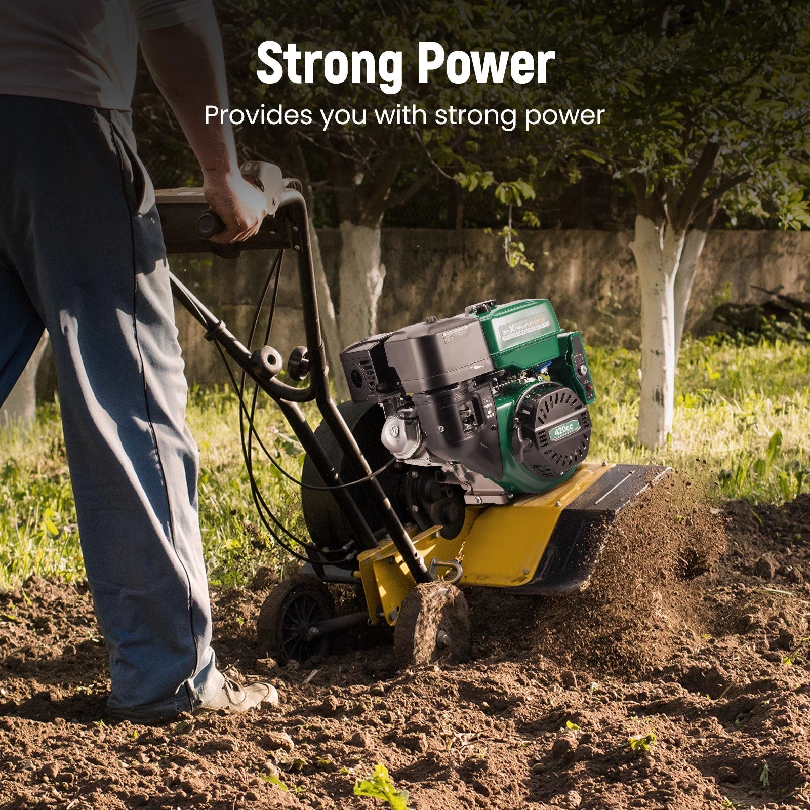 15HP 420cc Horizontal Engine Motor for Rototiller (Electric Start, 4 Stroke)