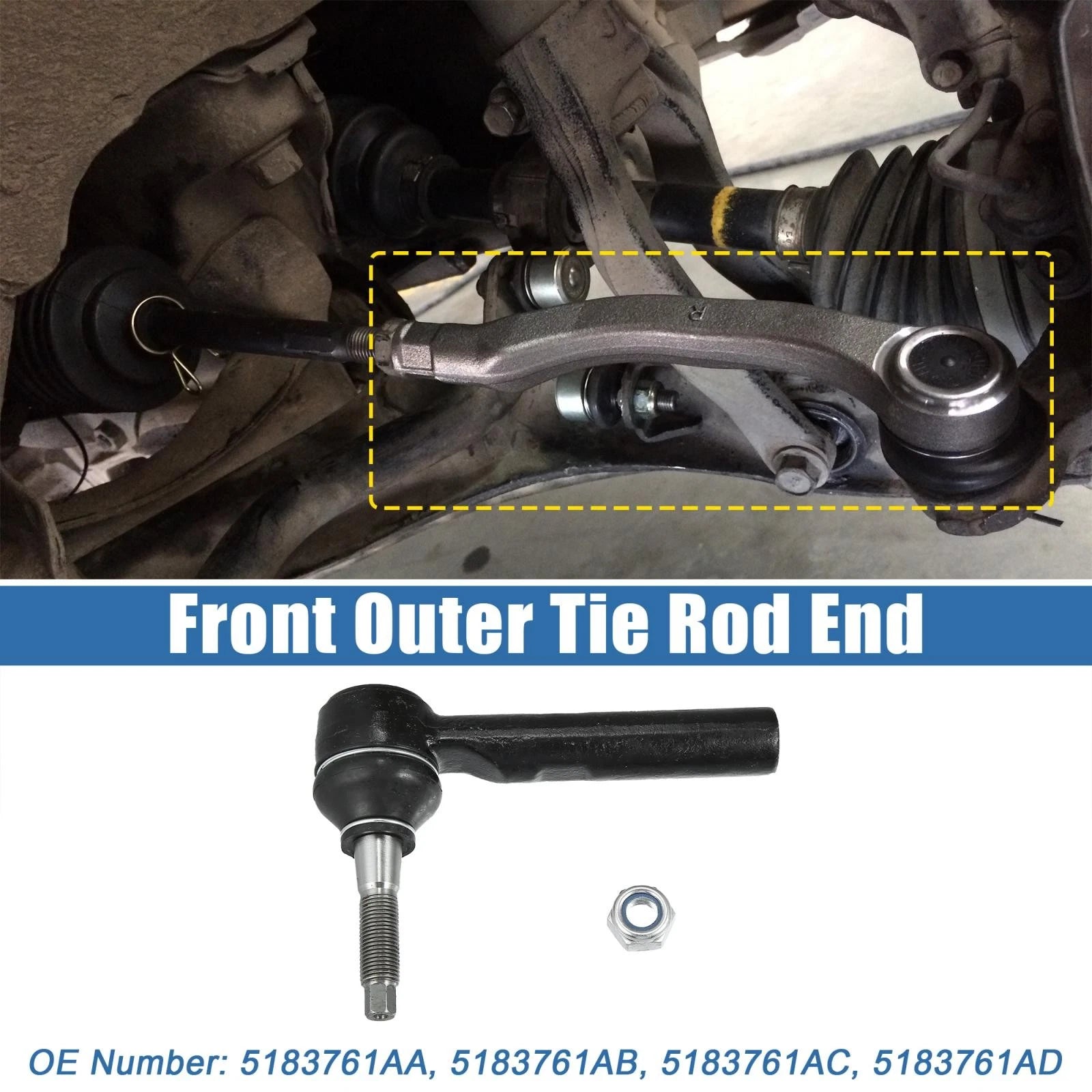 2X Front Inner Outer Tie Rod End 5183761AA for Dodge Chrysler Jeep 