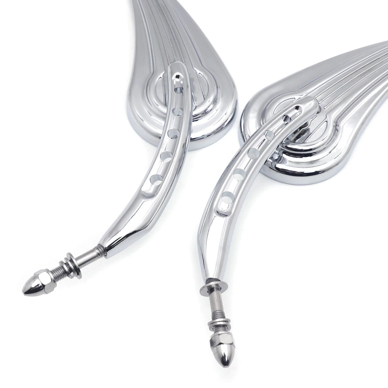 Chrome Raindrop Side Mirrors for Harley Wide Glide, Switchback, CVO, Street Glide