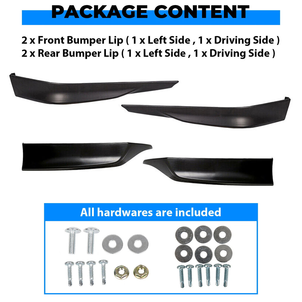 HFP Matte Black Front + Rear Bumper Spoiler Lip for Honda Accord (2013–2015)