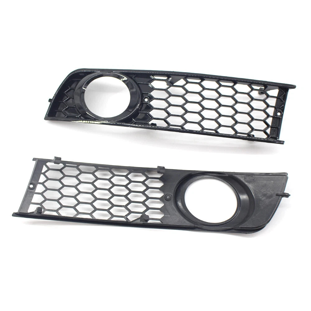 2X Honeycomb Bumper Fog Light Lamp Grille Bezel Cover for Audi A4 B6 (2001–2005)