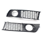 2X Honeycomb Bumper Fog Light Lamp Grille Bezel Cover for Audi A4 B6 (2001–2005)