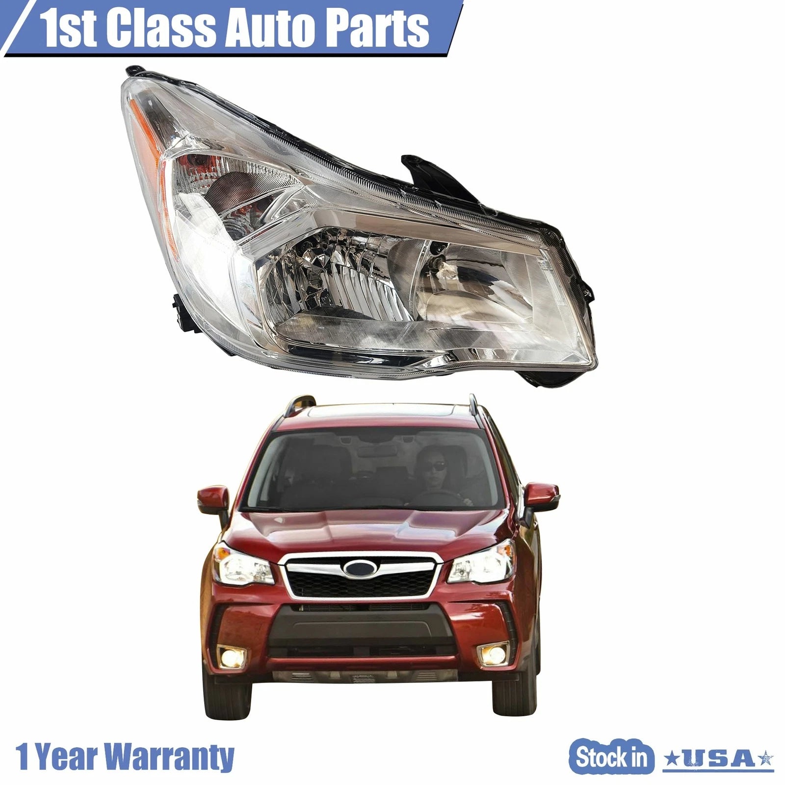Right Headlight with Chrome Bezel for Subaru Forester (2014–2016)