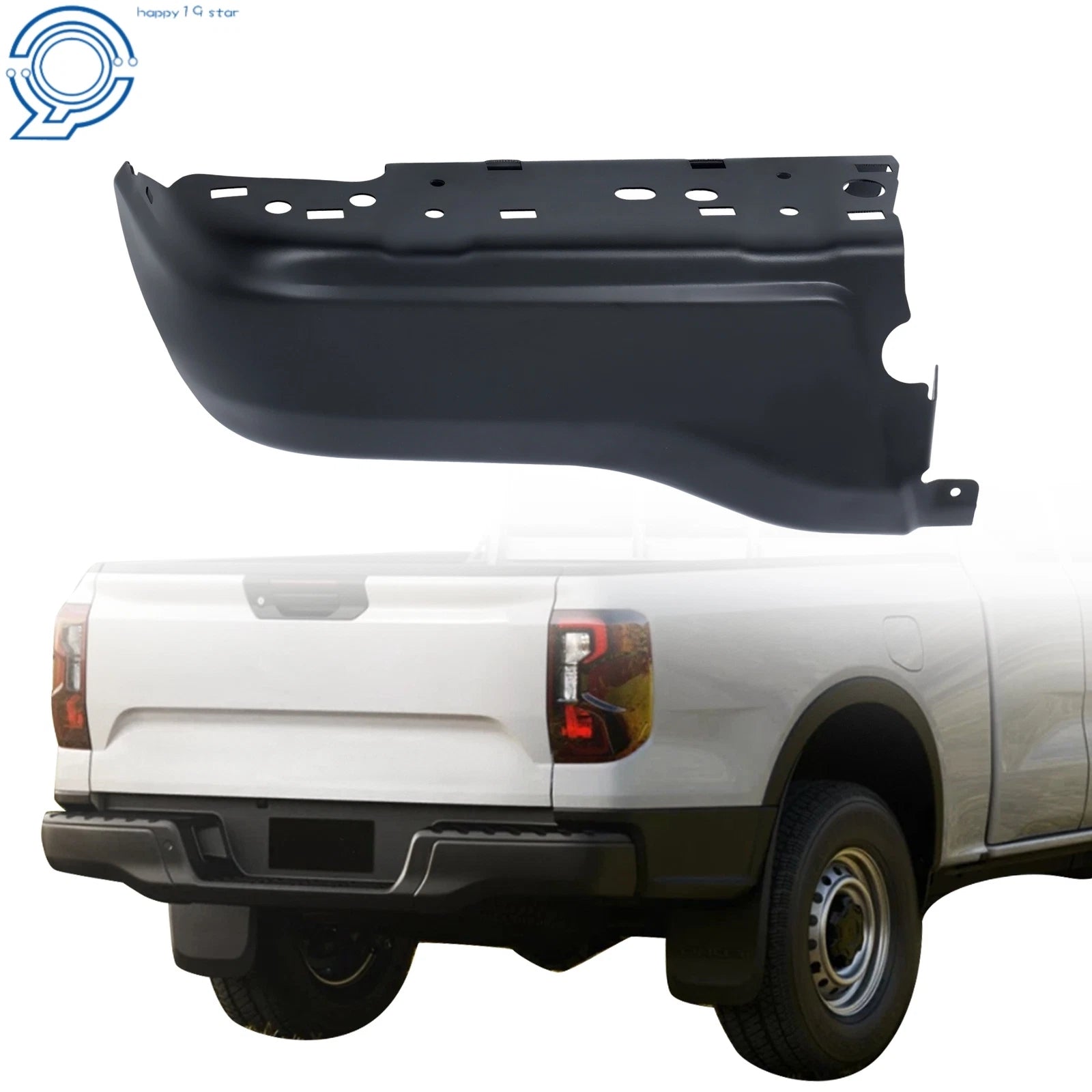 Black Rear Bumper End for Ford Ranger (2019–2023) Without Sensor Holes