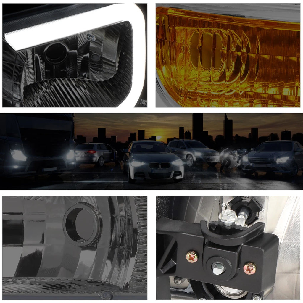 Set of 4 LED DRL Headlights with Bumper Lamp for GMC Sierra/Yukon XL (1999–2007)