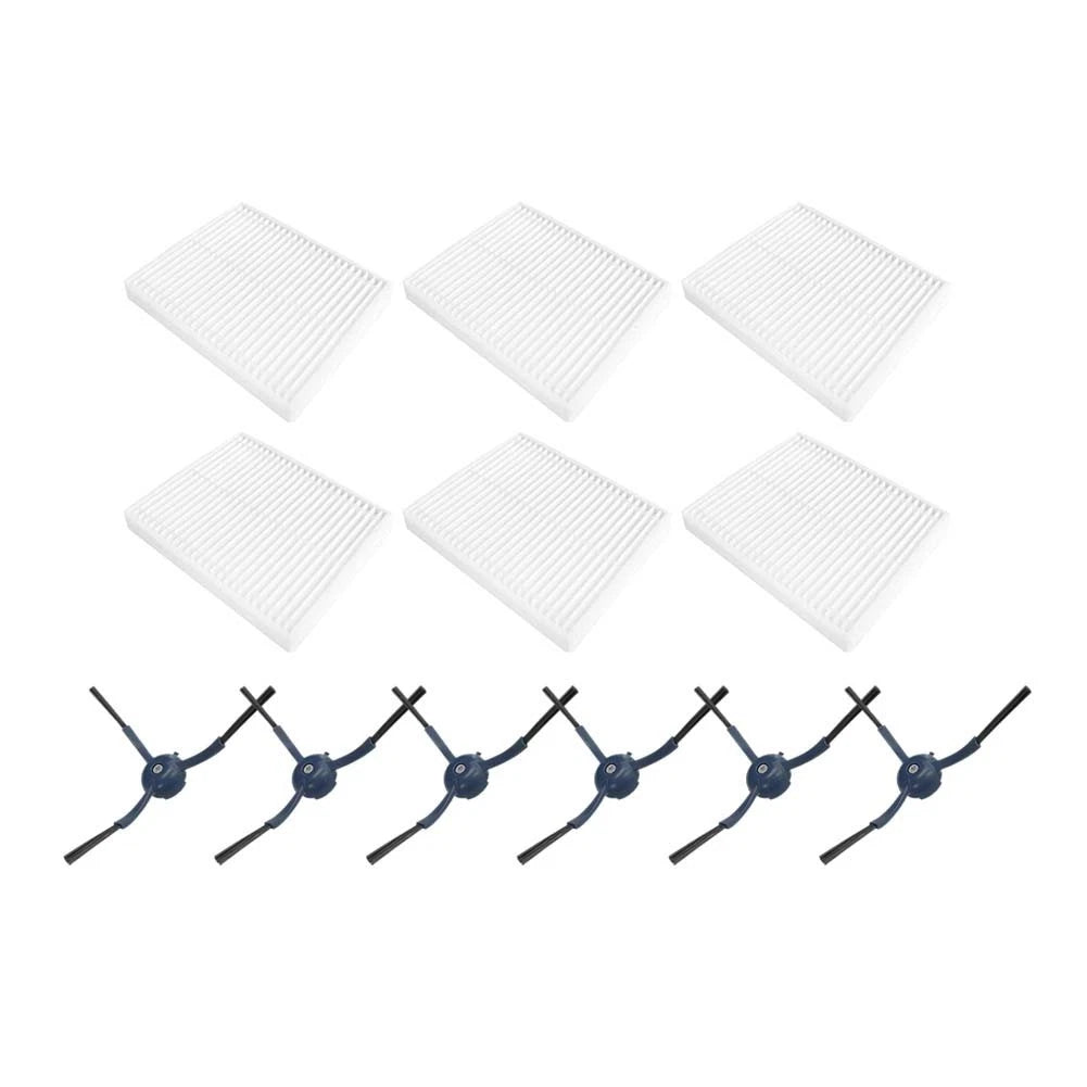 6 HEPA Filters + 6 Side Brushes Replacement Kit for Eufy G50 L60 (N/A)