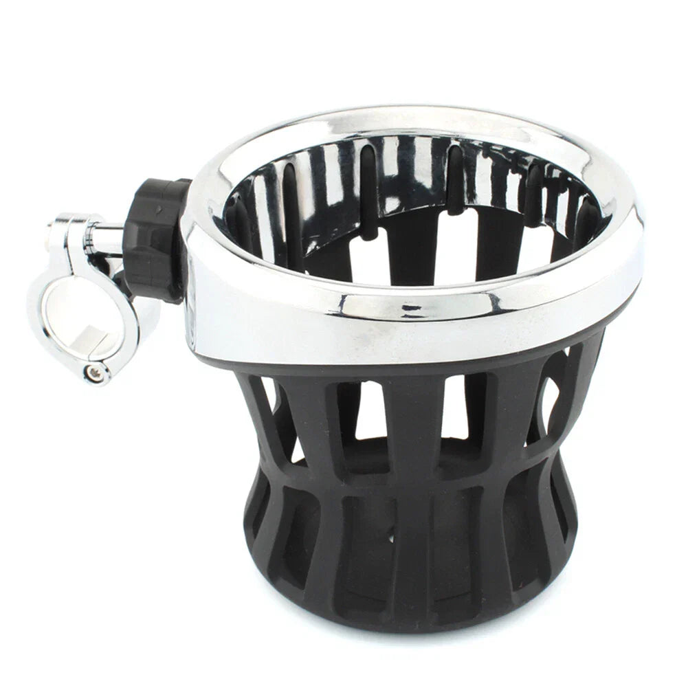 Chrome Motorcycle Drink Cup Holder for 7/8"-1" Bars (22mm-25mm)