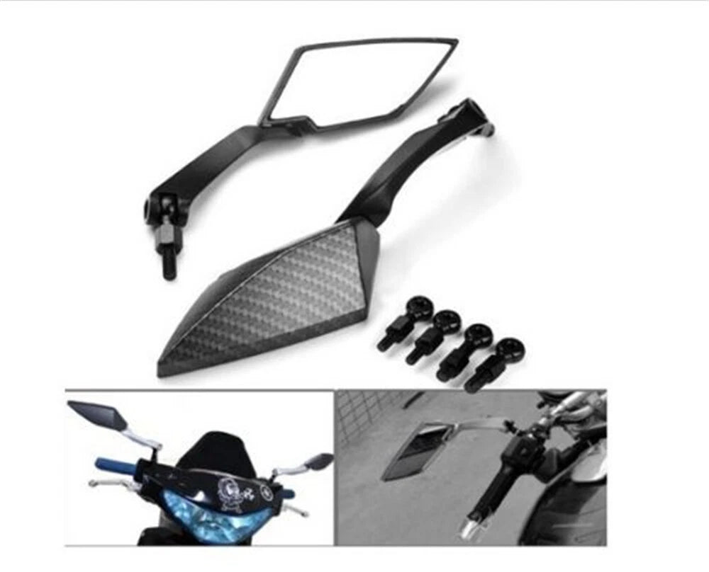 Carbon Diamond Blade Rearview Mirrors 8mm 10mm for Honda Shadow Valkyrie Magna