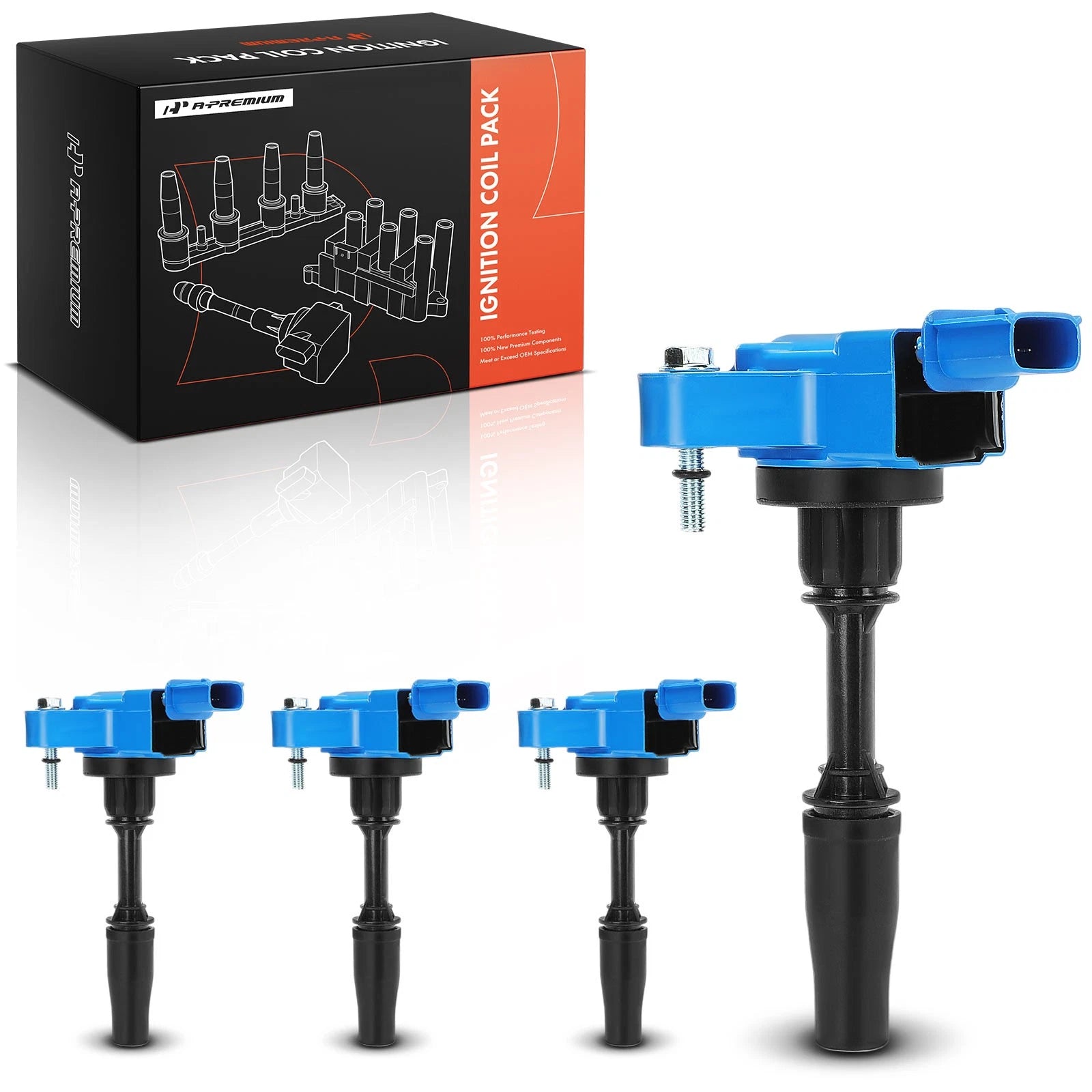 Set of 4 Blue Ignition Coils for Chevy Equinox (2018–2020) Malibu (2013–2022) Traverse
