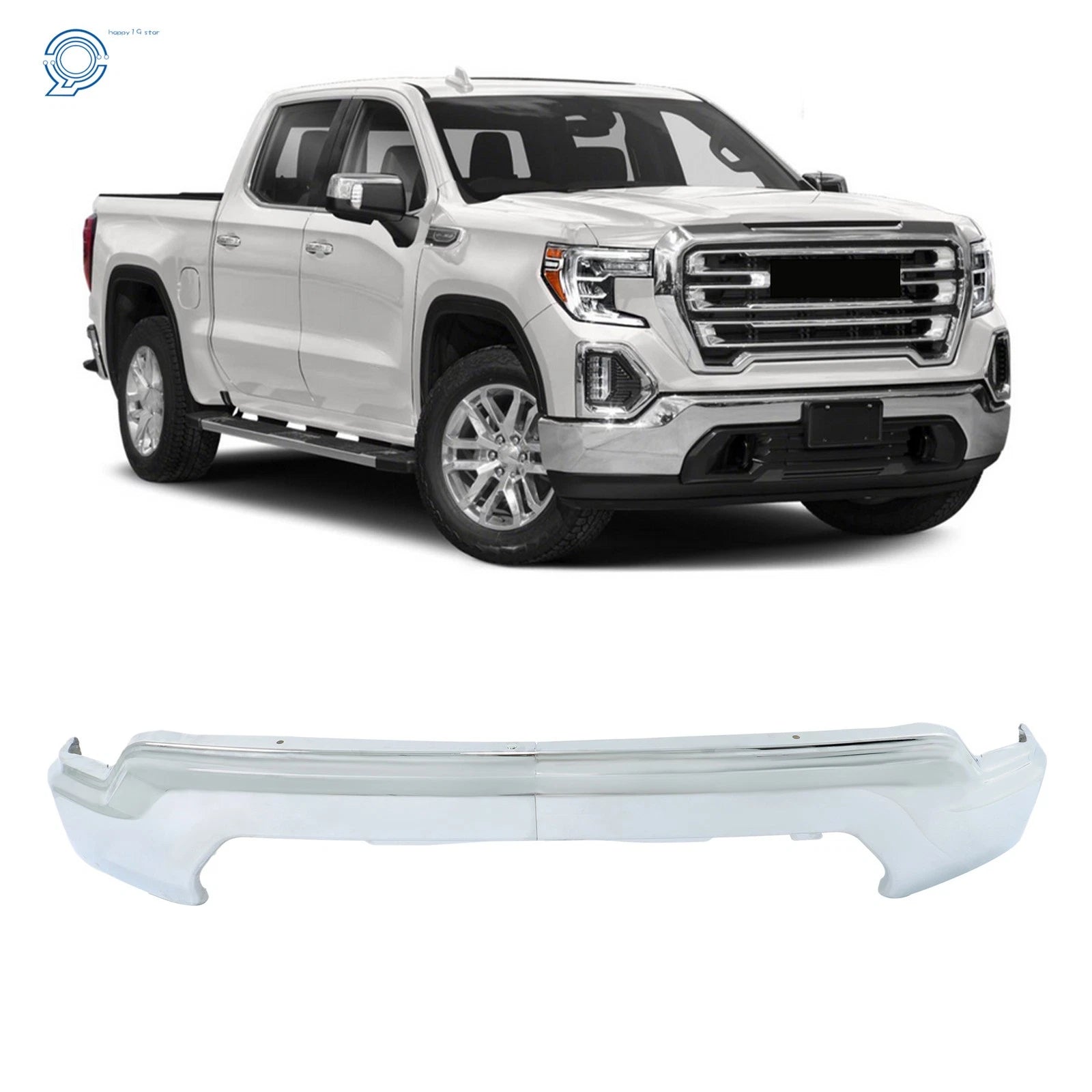 Chrome Steel Split Front Bumper for GMC Sierra 1500 (2019–2021)