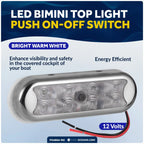 LED Bimini Top Light with Push On-Off Switch for Universal Use (2-Pack)