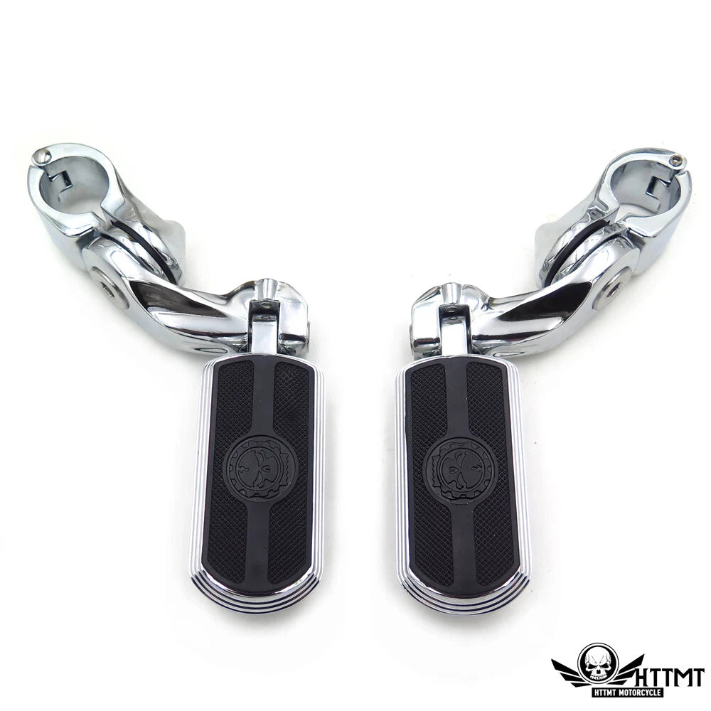 2.5" Short Angled Gear Skull Foot Peg Clamp for Harley Sportster Touring