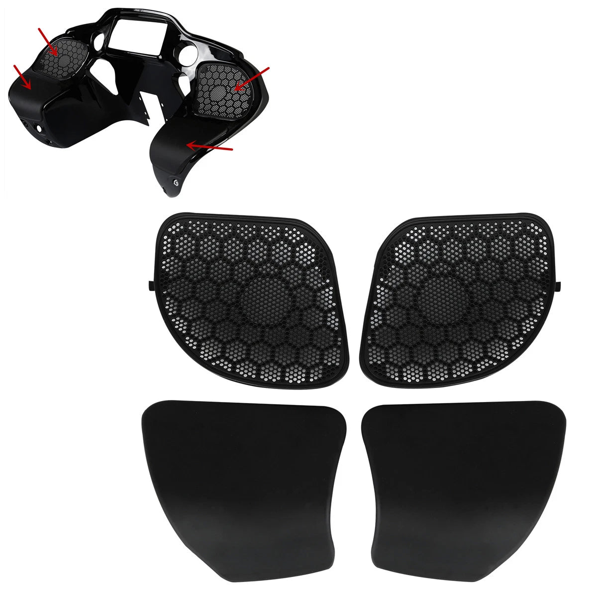 Upper Fairing Glove Box Doors & Speaker Grilles for Harley Road Glide (2015–2023)