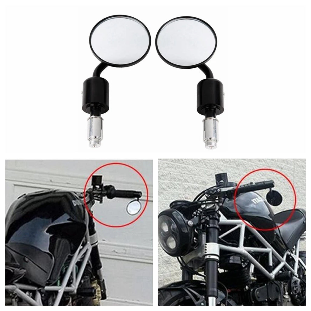 3" Round Bar End Rearview Side Mirrors for Suzuki Honda (Fitment Specific)
