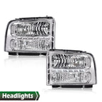 Clear Chrome LED DRL Headlights for F250 F350 F450 F550 Super Duty