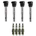 Set of 4 Ignition Coils & Spark Plugs for Audi A4 Q5 TT CC, VW Jetta L4