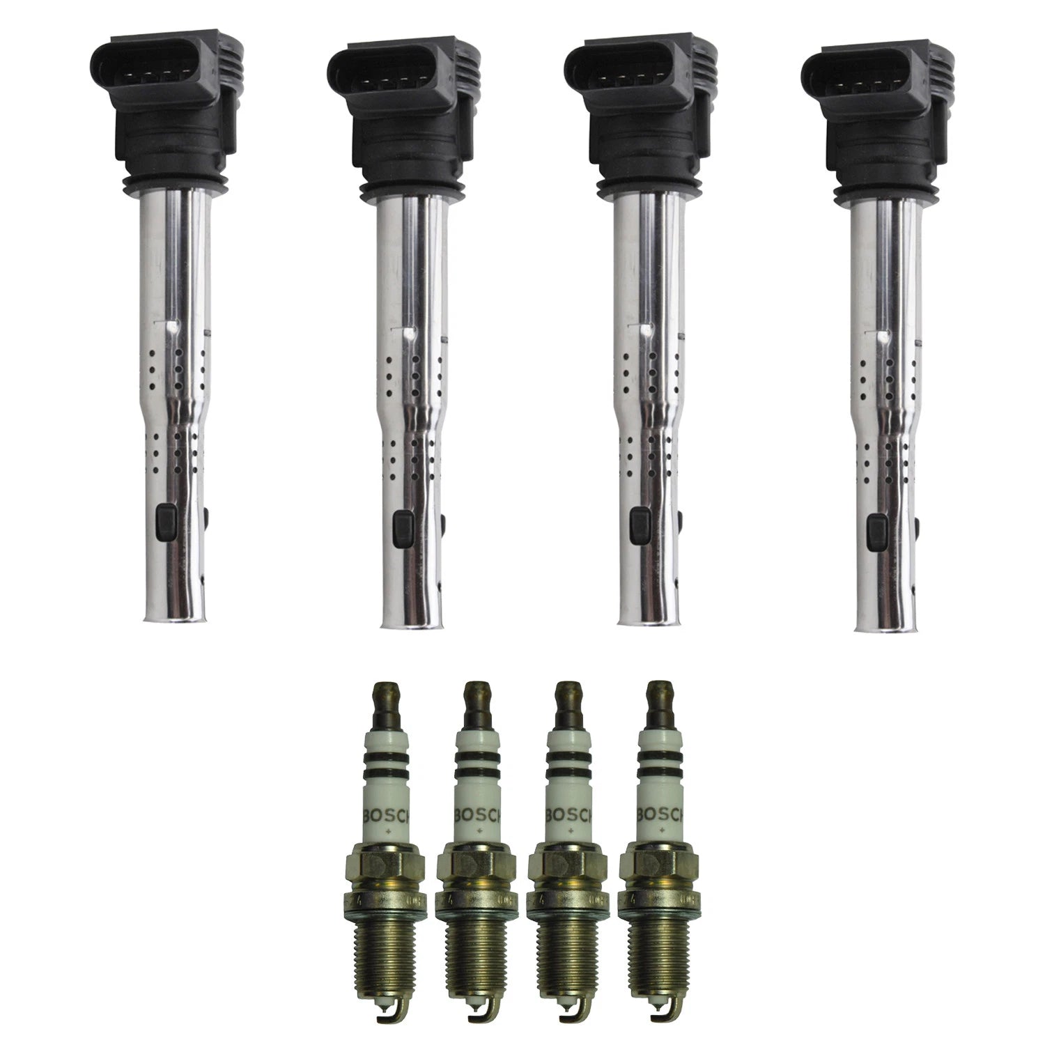 Set of 4 Ignition Coils & Spark Plugs for Audi A4 Q5 TT CC, VW Jetta L4