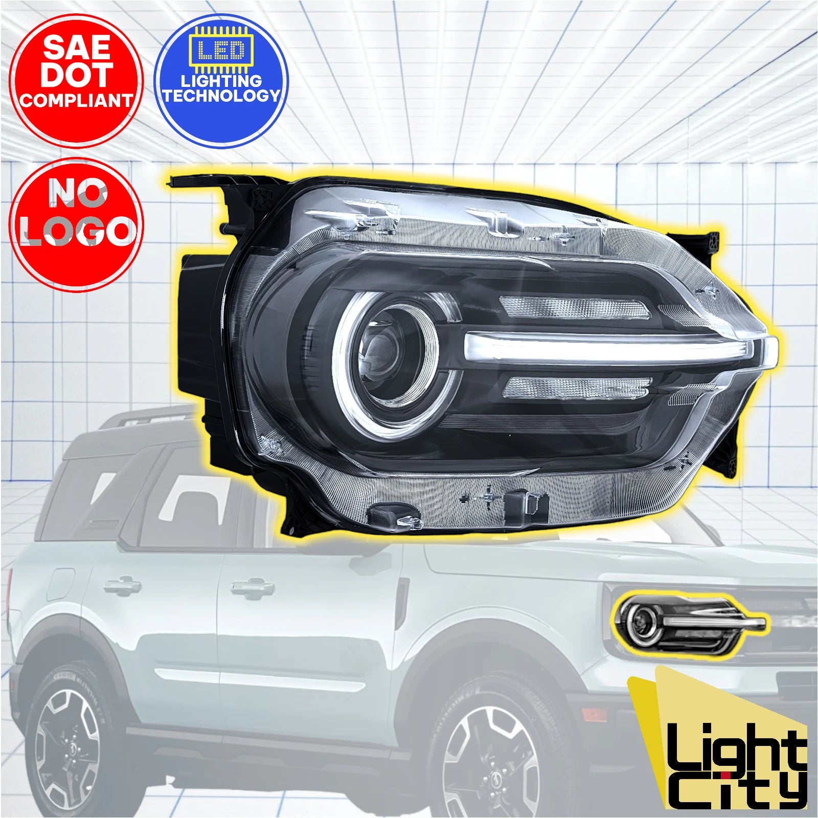 Full LED Headlight for Ford Bronco Sport (2021–2024) RH w/ LED Halo