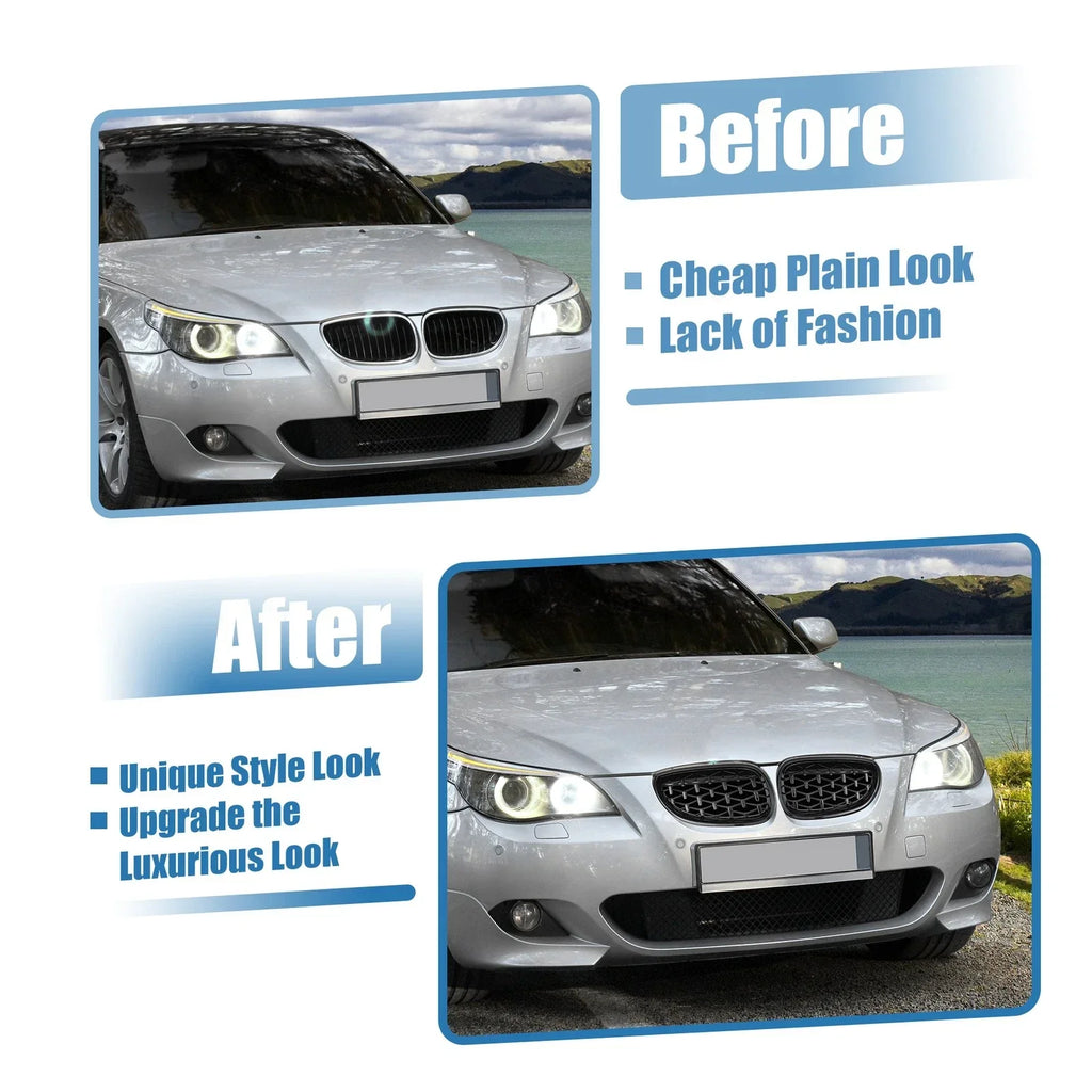 Pair Front Hood Bumper Grille for BMW 5 Series E60 (2004-2009) Black