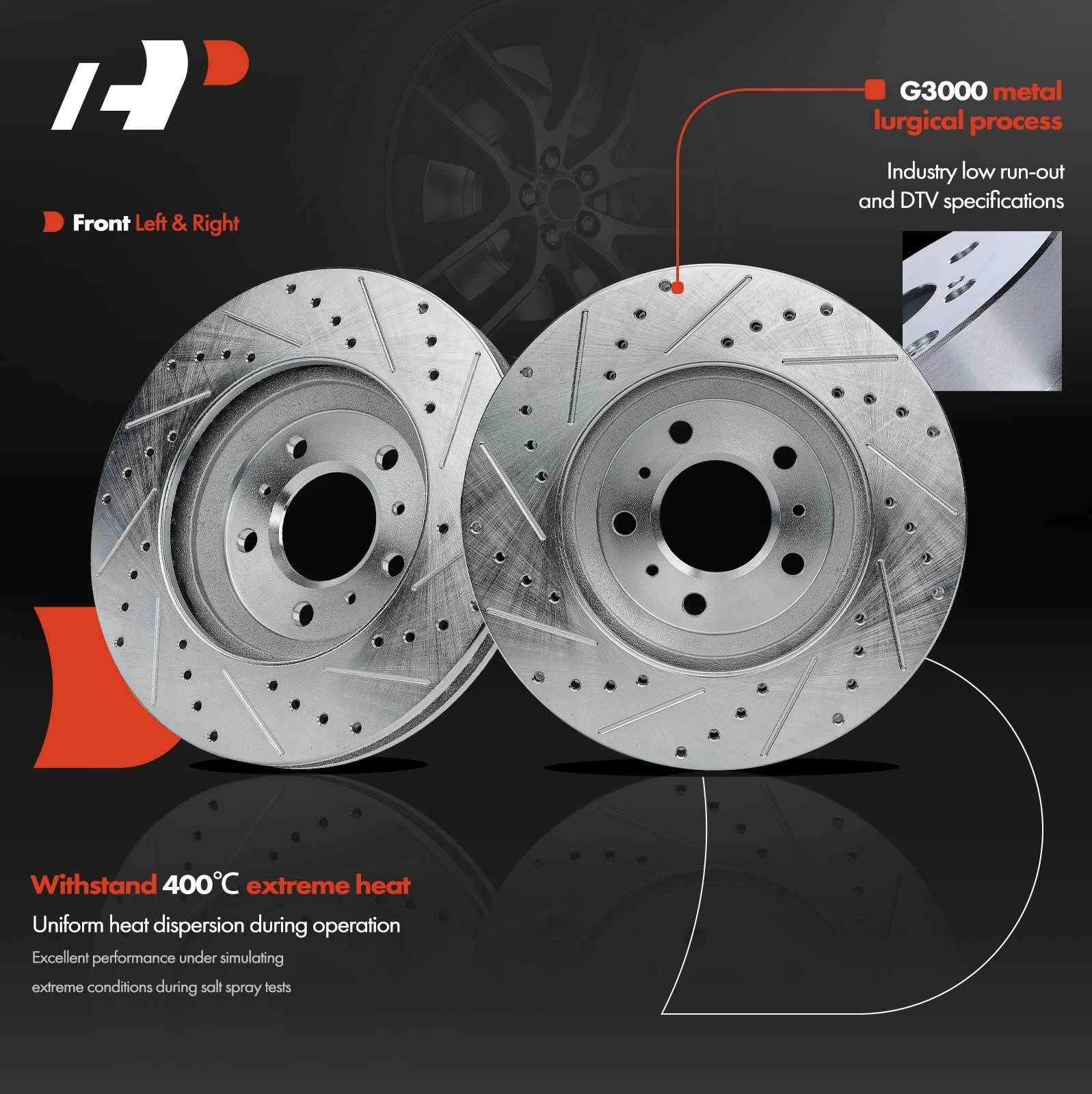 Front Drilled Brake Rotors for Chevy Impala, Buick Lucerne (2006-2013)