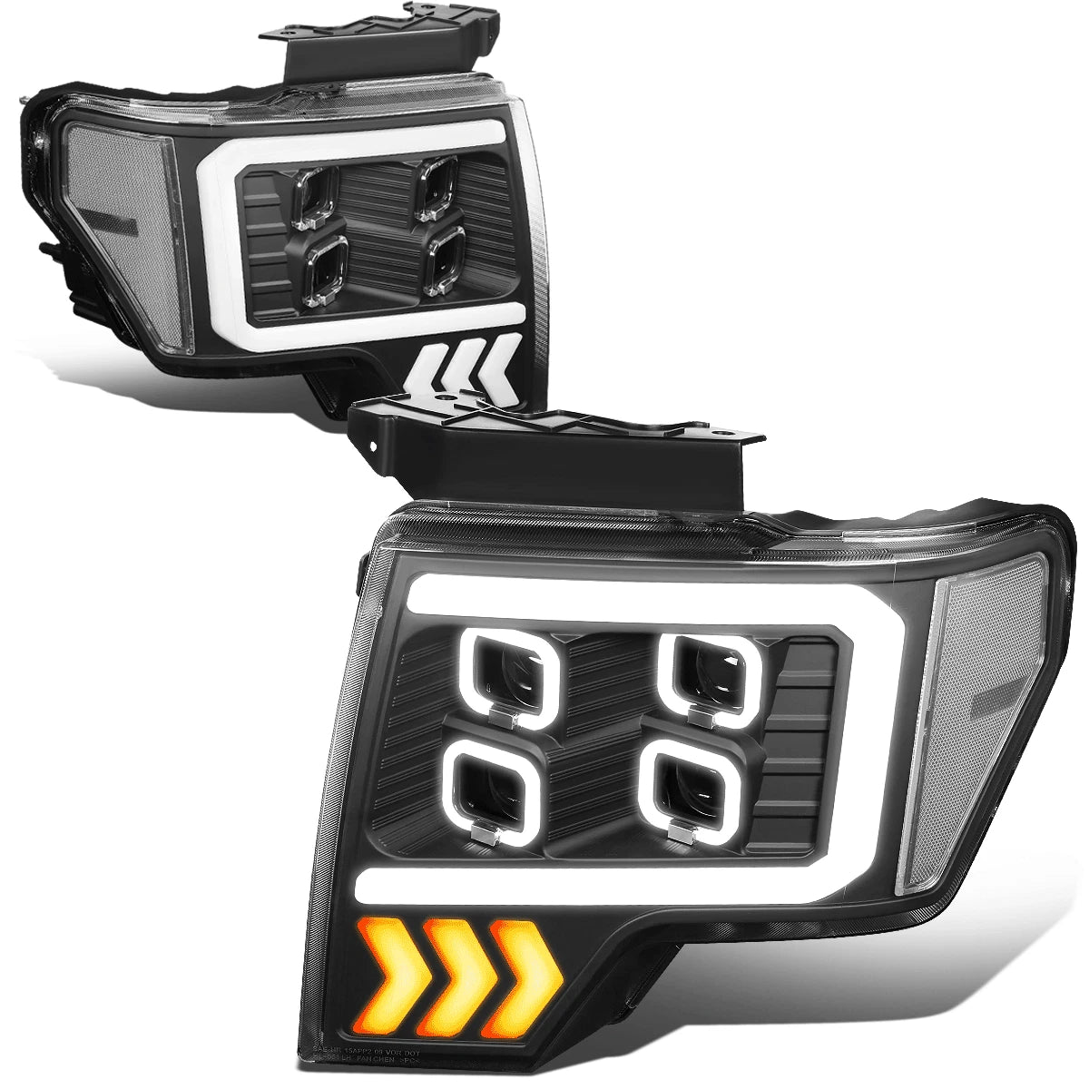 LED DRL Halo Quad Projector Headlight Lamps for Ford F-150 (2009–2014)