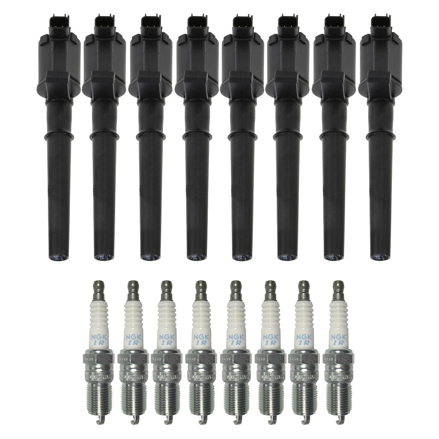 Set of 8 Ignition Coils & NGK Laser Iridium Spark Plugs for Ford Mustang GT (2005–2014)