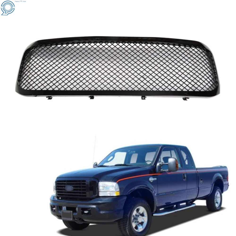 Front Upper Grille for Ford F250 F350 (1999–2004) Glossy Black Honeycomb Mesh