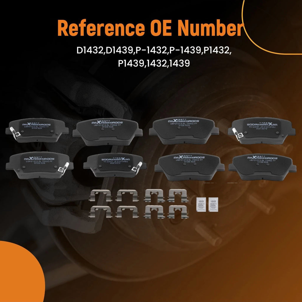 8pcs Brake Pads Kit for Hyundai Santa Fe Sport (2013–2016) D1432 D1439