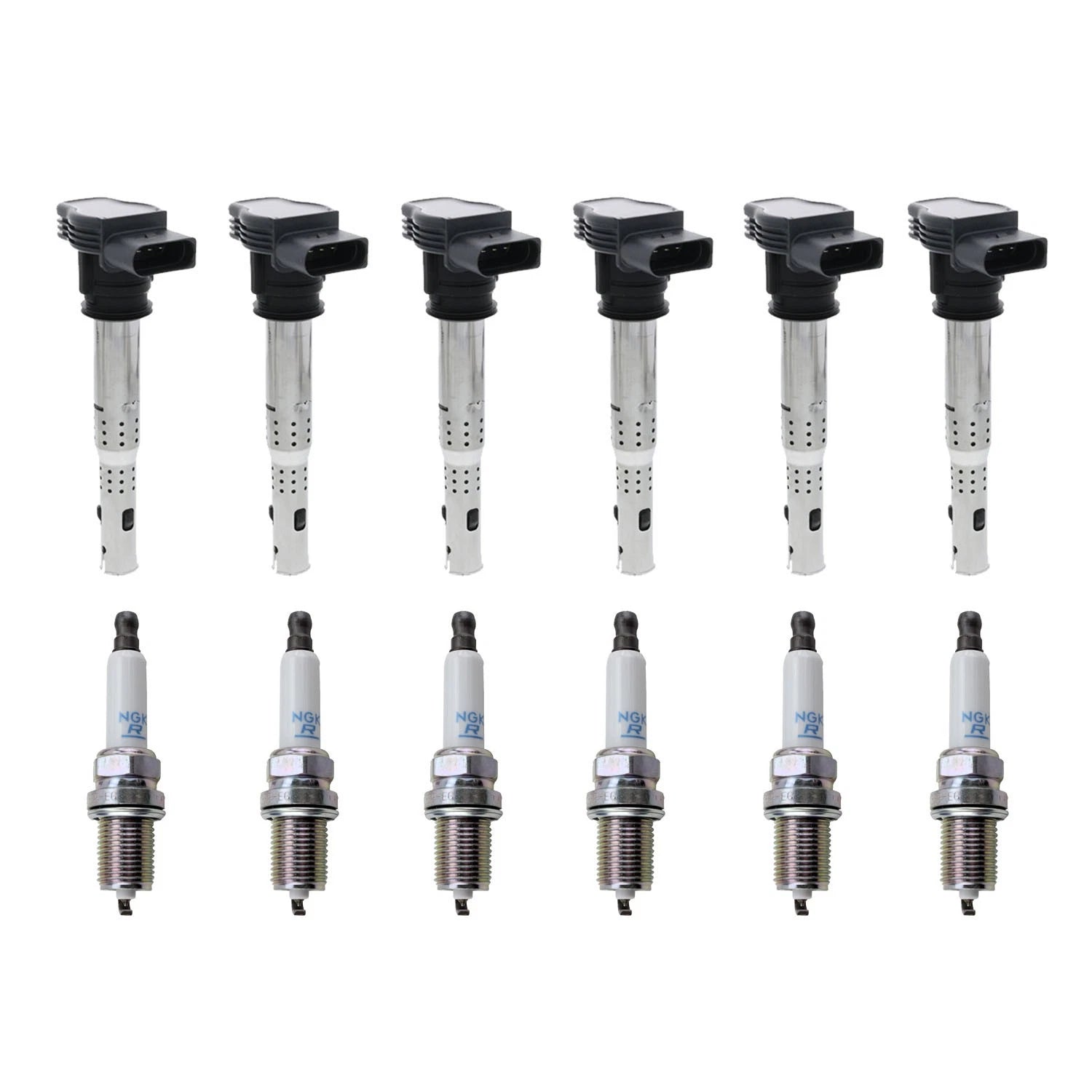 Set of 6 Ignition Coils & NGK Laser Platinum Spark Plugs for Audi Q7 (2007–2015)