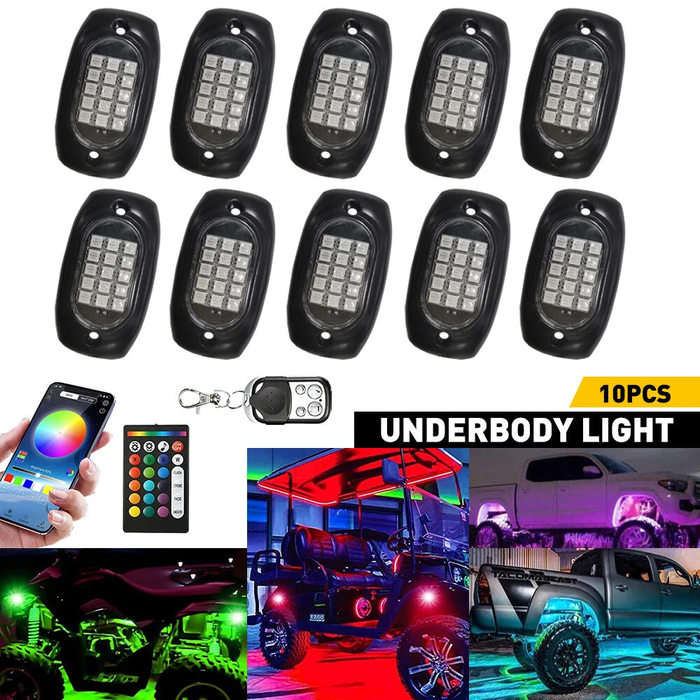 10 Pods RGB LED Rock Lights Kit for Polaris RZR XP 1000 900 (2014–2023)
