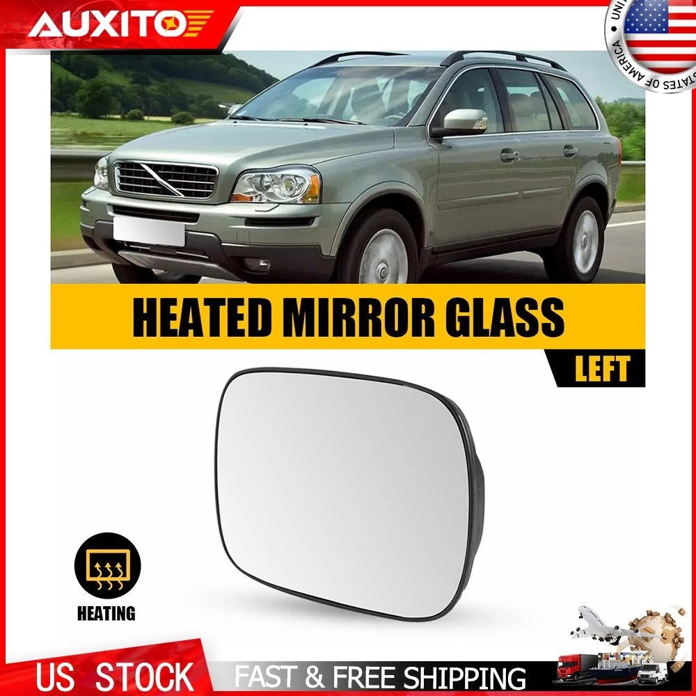 Left Heated Mirror Glass with Backing Plate for Volvo XC90 XC70 (2003–2006)