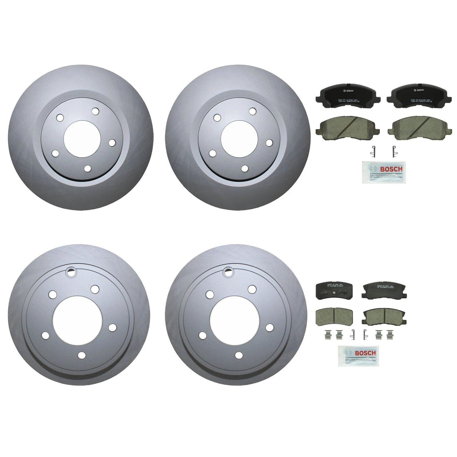 Front & Rear Brake Kit Disc Rotors & Bosch Ceramic Pads for Caliber Compass Patriot (2007–2017)