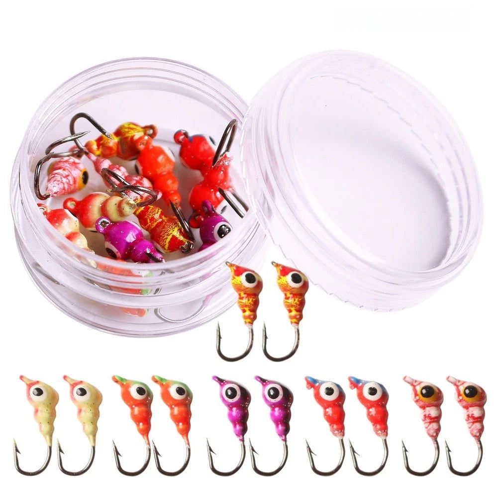Ice Fishing Lure Hook 11g Twisted Jig Head Set of 6 Colors