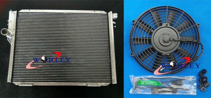 Aluminum Radiator & Fan for BMW 5 E28 524D/524TD 2.4L Diesel (1986-1987)