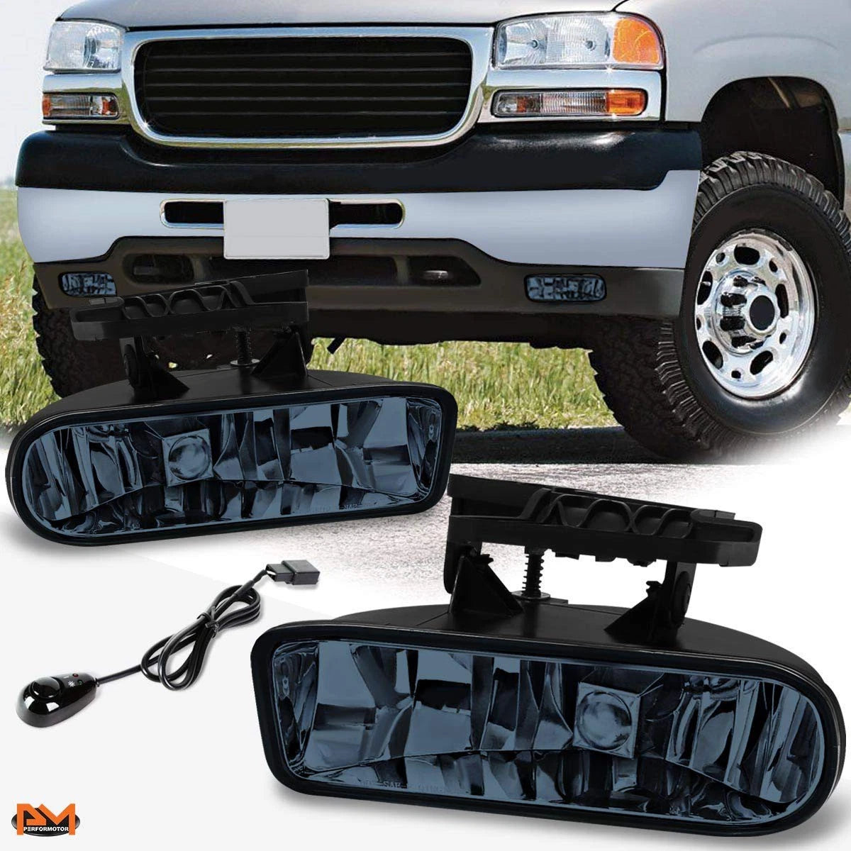Set of 2 Blue Tint Fog Lights with Switch for GMC Sierra/Yukon (1999–2006)