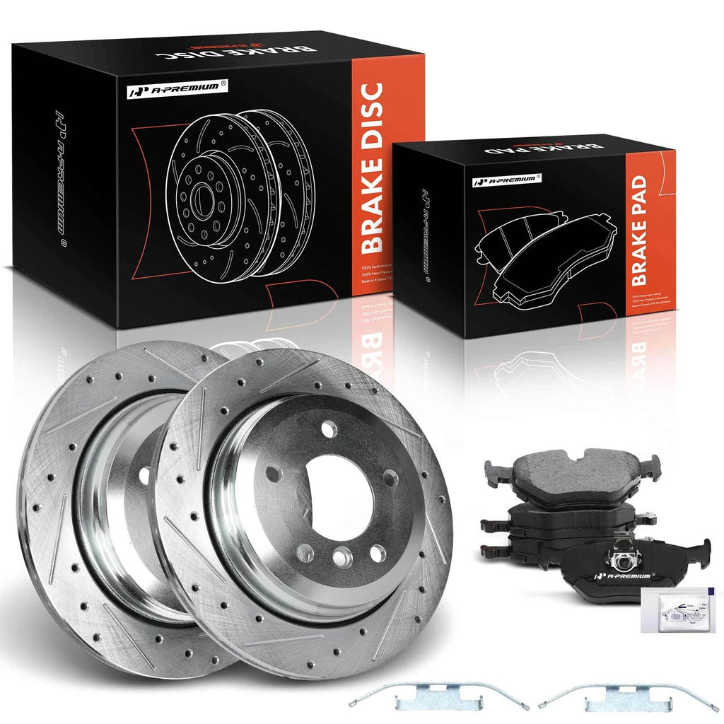 Rear Drilled Brake Rotor & Pad Set for BMW 325xi (2001–2005)
