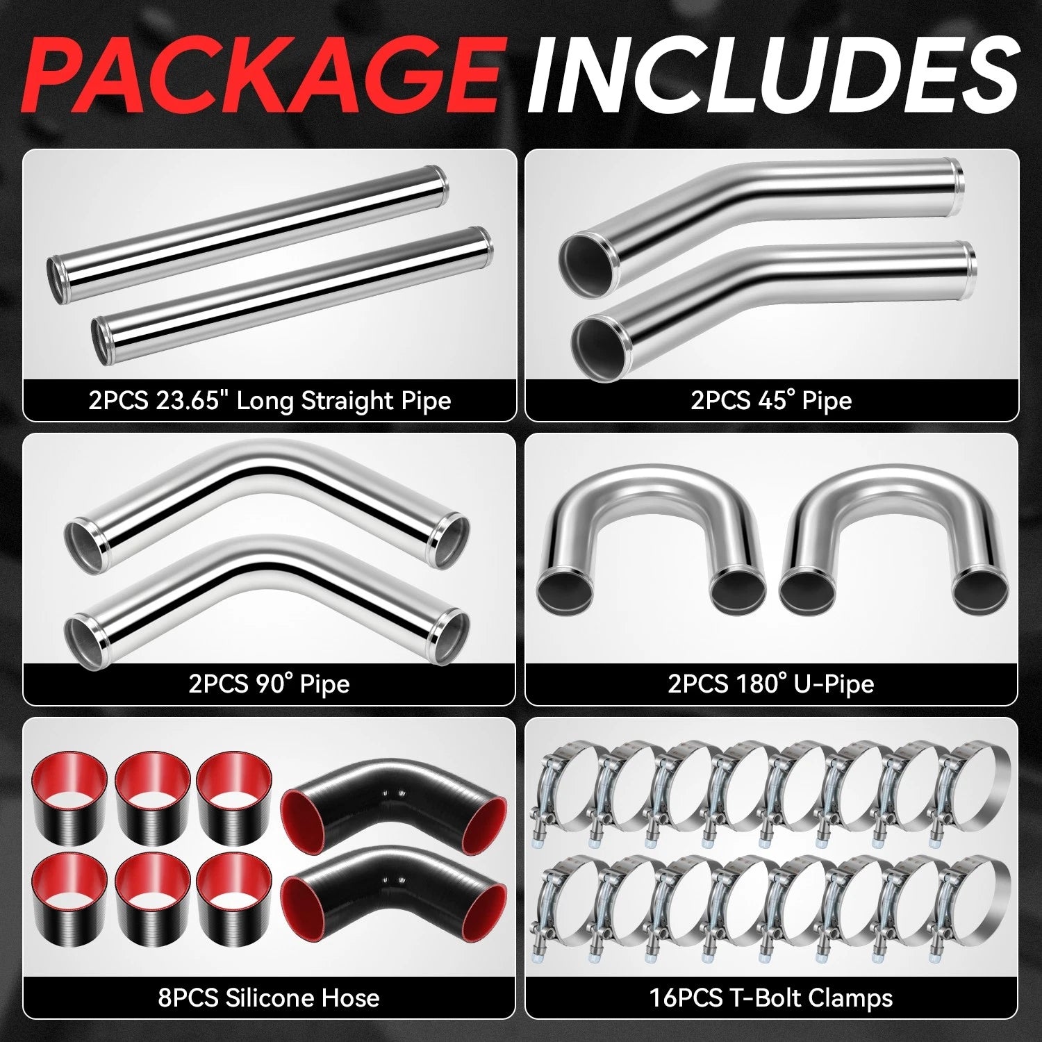 2.5" OD 180 Degree U-Bend Intercooler Pipe Turbo Hose for
