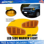 Amber Lens LED Front Fender Side Marker Lights Pair for Jeep Renegade (2015–2023)