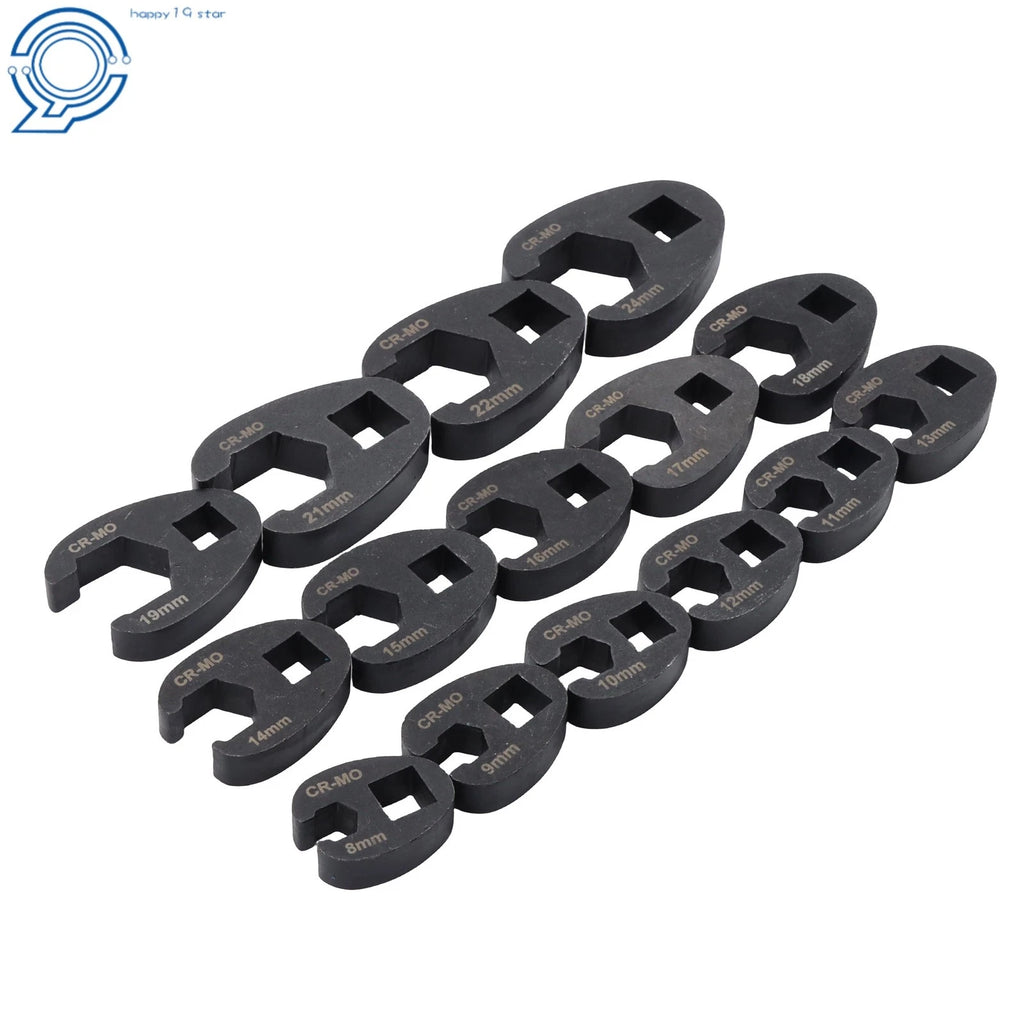 15-Piece Crowfoot Wrench Set for Automotive (Universal Fit)