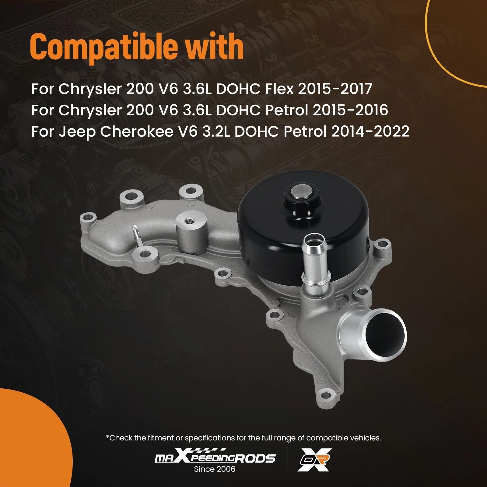 Engine Cooling Pump for Chrysler 200/Jeep Cherokee (2014–2022) W2770M 68111624AF