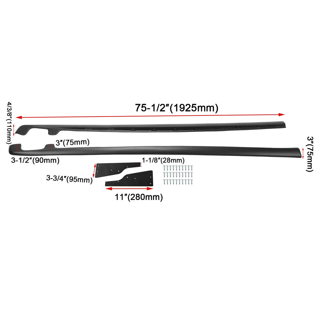 Set of 2 Matte Side Skirts for Corvette C6 (2005-2013)