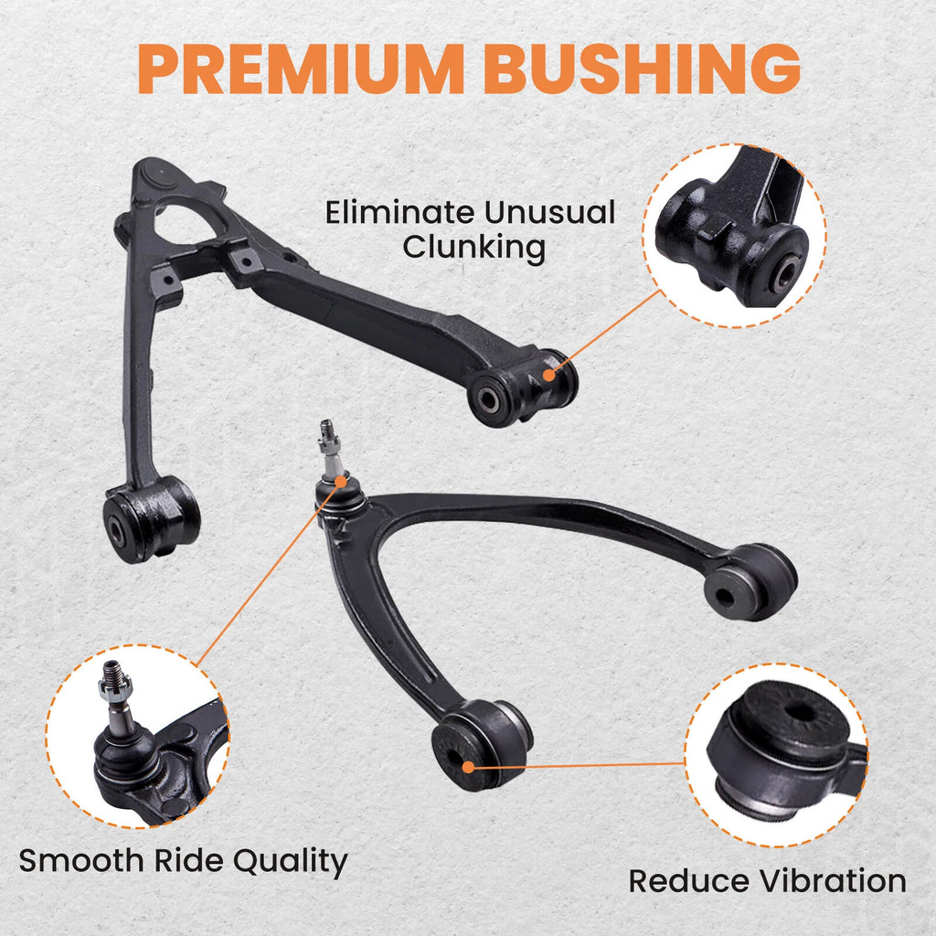 4X Front Upper Lower Control Arms Kit for Chevy Silverado GMC Sierra 1500 (2007–2018)