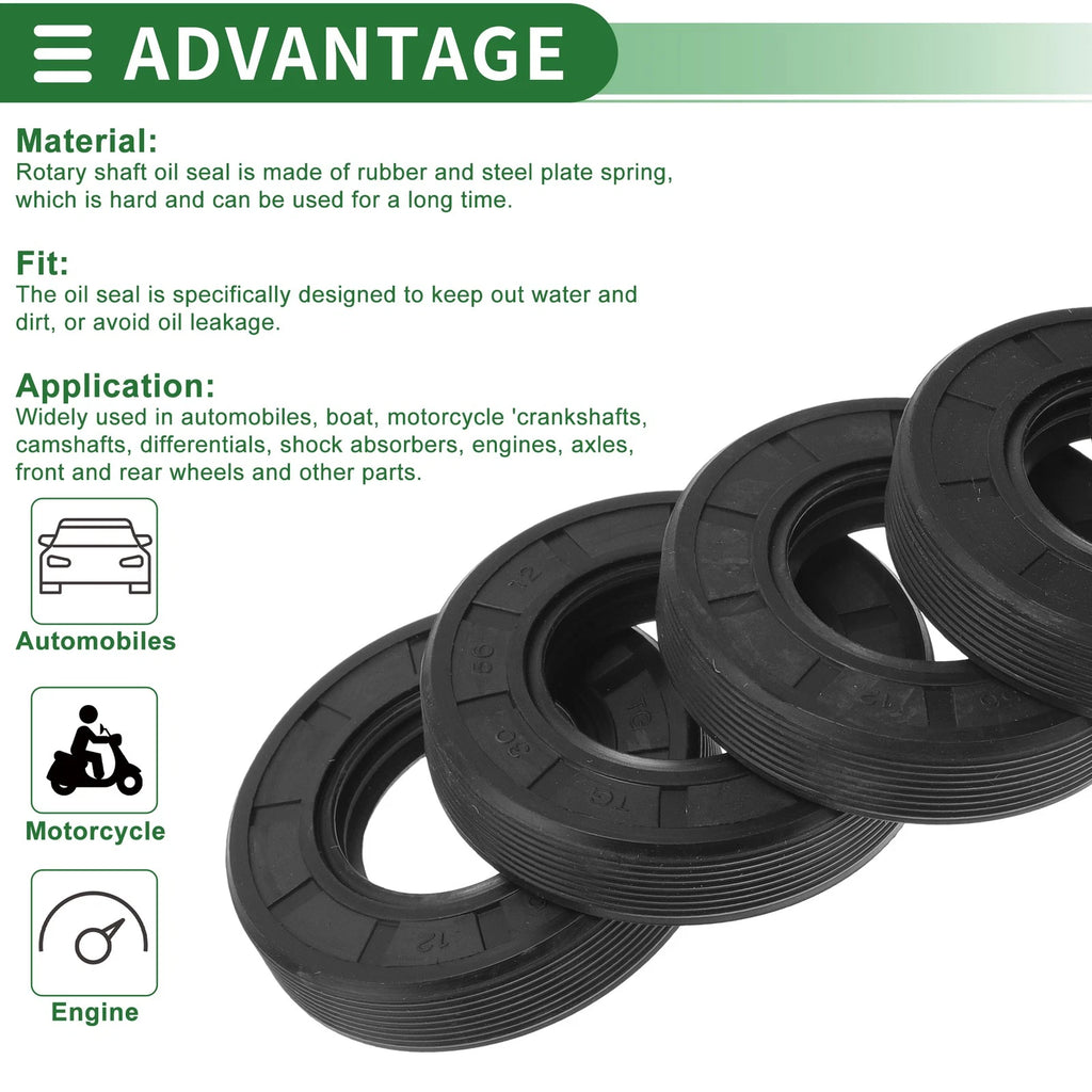 Set of 5 Oil Seal TG4 Lip Seal Ring for Rotary Shaft 30x56x12mm NBR Rubber