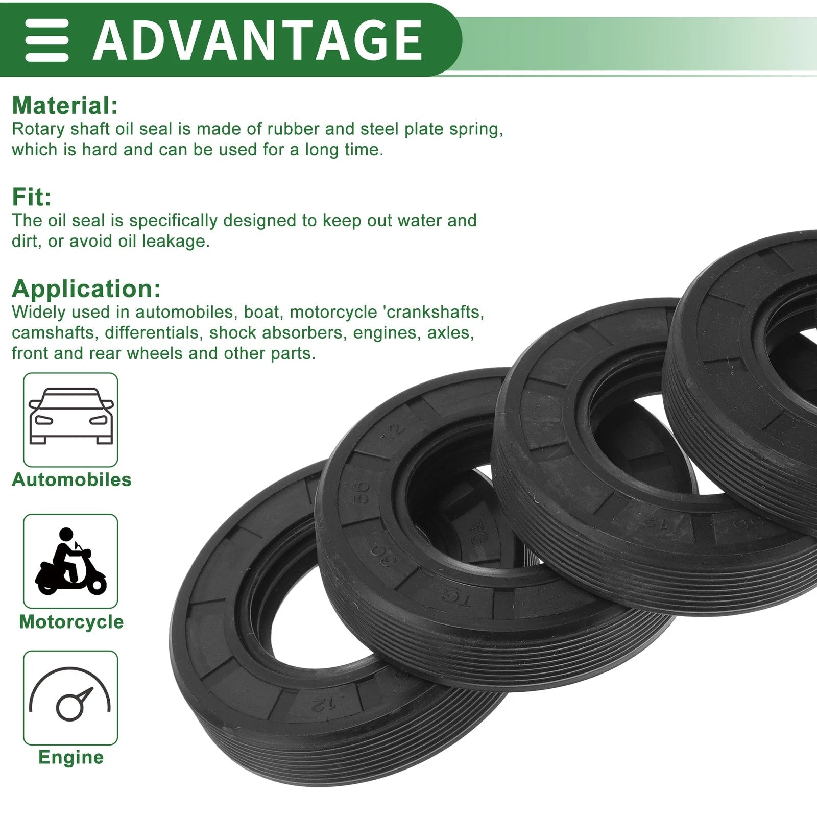 Set of 5 Oil Seal TG4 Lip Seal Ring for Rotary Shaft 30x56x12mm NBR Rubber