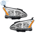 Set of 2 Headlights for Nissan Sentra (2013–2015) Halogen with LED DRL Chrome