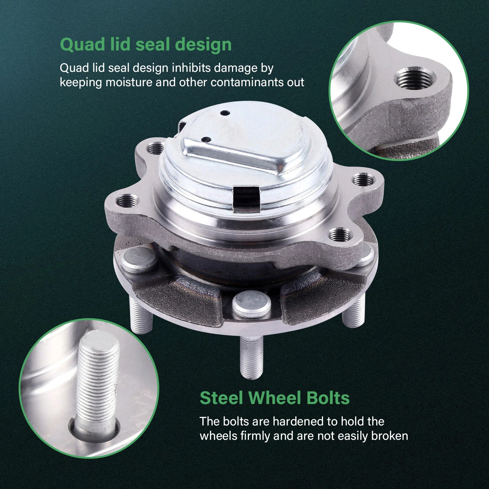 2X Front Wheel Bearing Hub w/ABS for Infiniti Q40 Q50 Q60 Q70 (2009–2018)