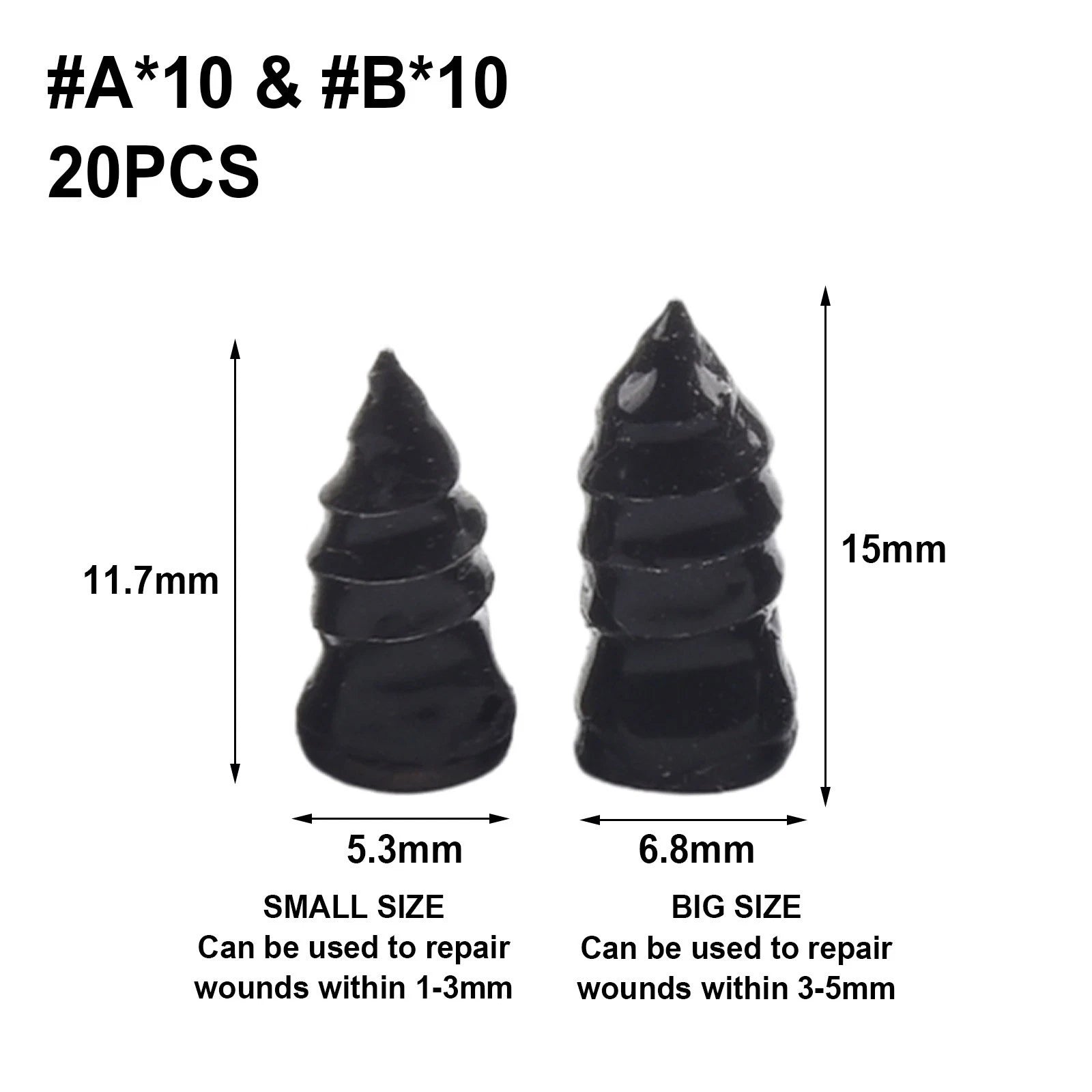 20 Pcs Tire Repair Rubber Nails Tool Set for Universal Vehicles