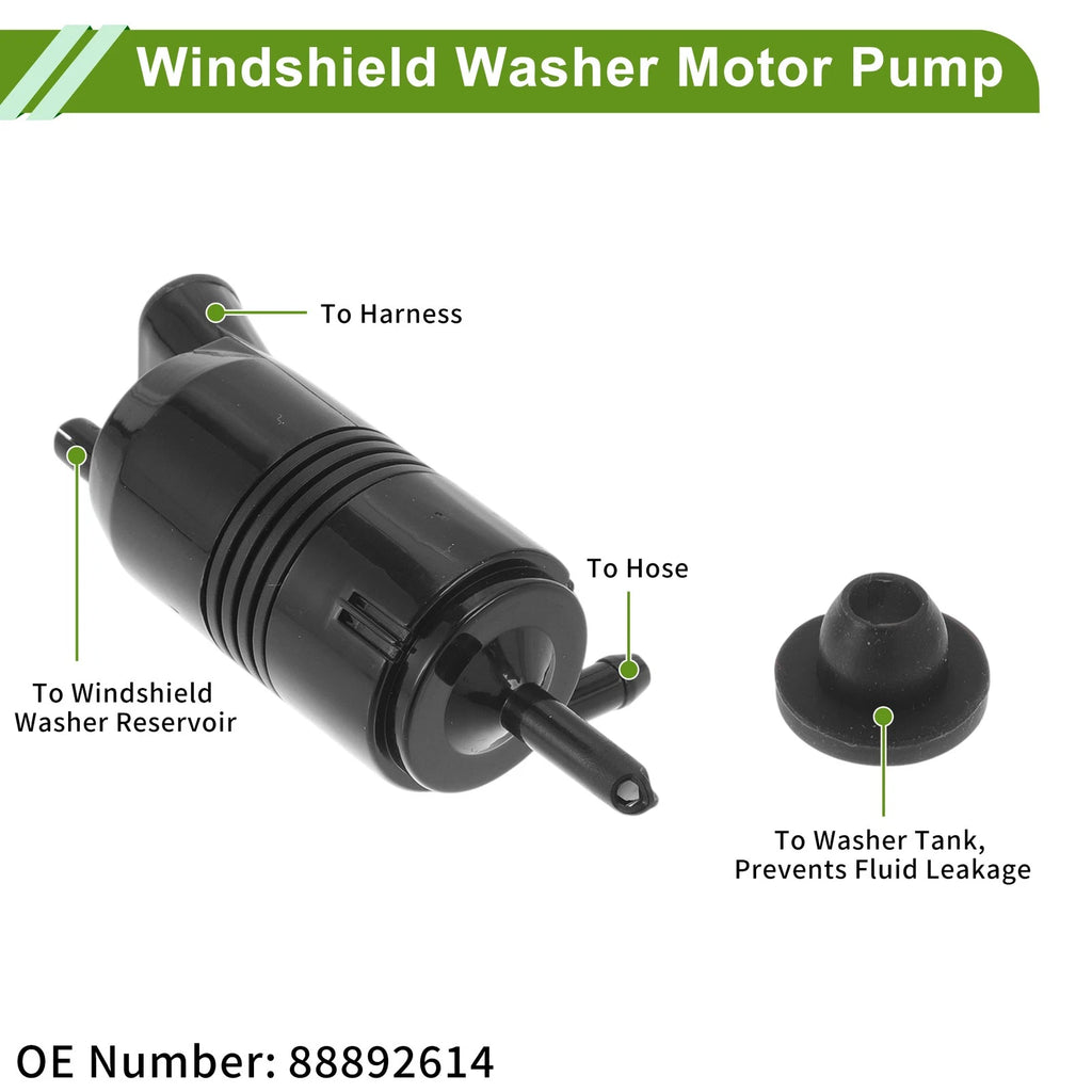 Windshield Washer Pump w/Grommet for Chevrolet (No. 88892614)