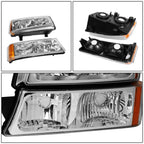Chrome Housing Amber Corner Headlight Bumper Lamps for Chevy Silverado (2003–2006)
